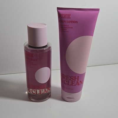 PINK Fresh & Clean Vegan Mist & Lotion Set Sweet Apple Tangerine Sea Spray
