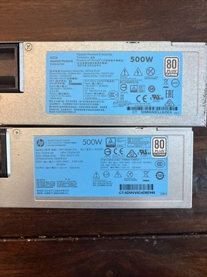 (2) HP powerHSTNS-PL40 REV 01 500W 80 PLUS Power Supply 723595-201 754377-001