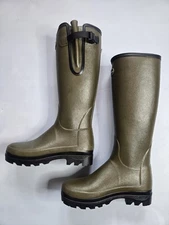 LE CHAMEAU VIERZONORD NEOPRENE LINED WOMEN'S DARK GREEN WELLINGTON BOOTS