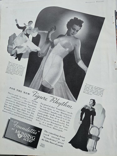 1937 Womens Munsingwear Foundettes 1 Piece Girdle garters bra vintage ad