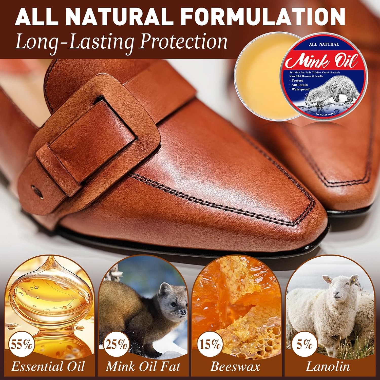 6in1 Mink Oil, 3.52 OZ Oil for Leather Boots,Leather Conditioner and... 