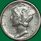1924-D Mercury Dime Uncirculated UNC Coin, Cleaning #36427