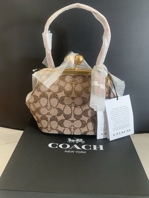 Coach Kisslock Frame Crystal Signature Jacquard Bag 16 | eBay