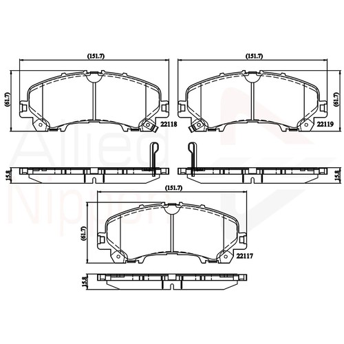 Brake Pads Set For Infiniti Q50 50 D Front Allied Nippon D10604GA0A