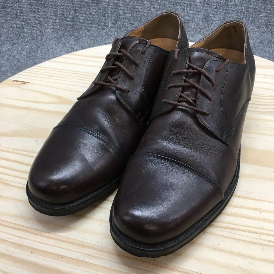 Chaps Dress Shoes Mens 12 M Oxford Brown Leather Lace Up Almond Toe Casual Low - Image 3 of 4