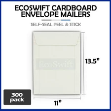 300 - 11" x 13.5" EcoSwift White Photo Ship Flats Cardboard Envelope Mailers