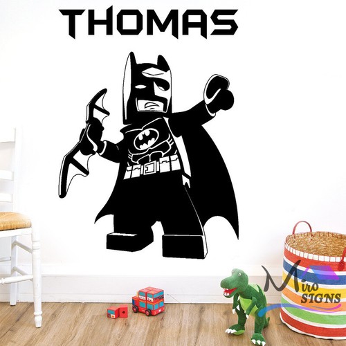 Batman Personalised Name Wall Sticker Any Name Boys BEDROOM NURSERY - Picture 1 of 26