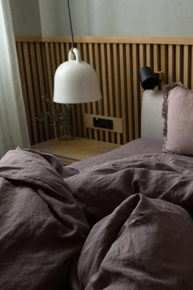 Linen Duvet Cover in Dark Purple. Natural Linen Duvet Cover Softened