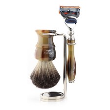 Resin Luxurious Shaving Kit Black Badger Brush 5 Edge Razor Manual Shaver Tool
