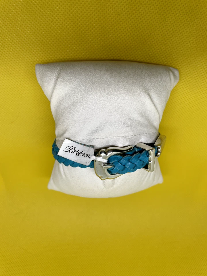 Pulsera Brighton Bandit con Cuerdas Cuero Aqua con Plata 8" JF990C Foto 2 de 4