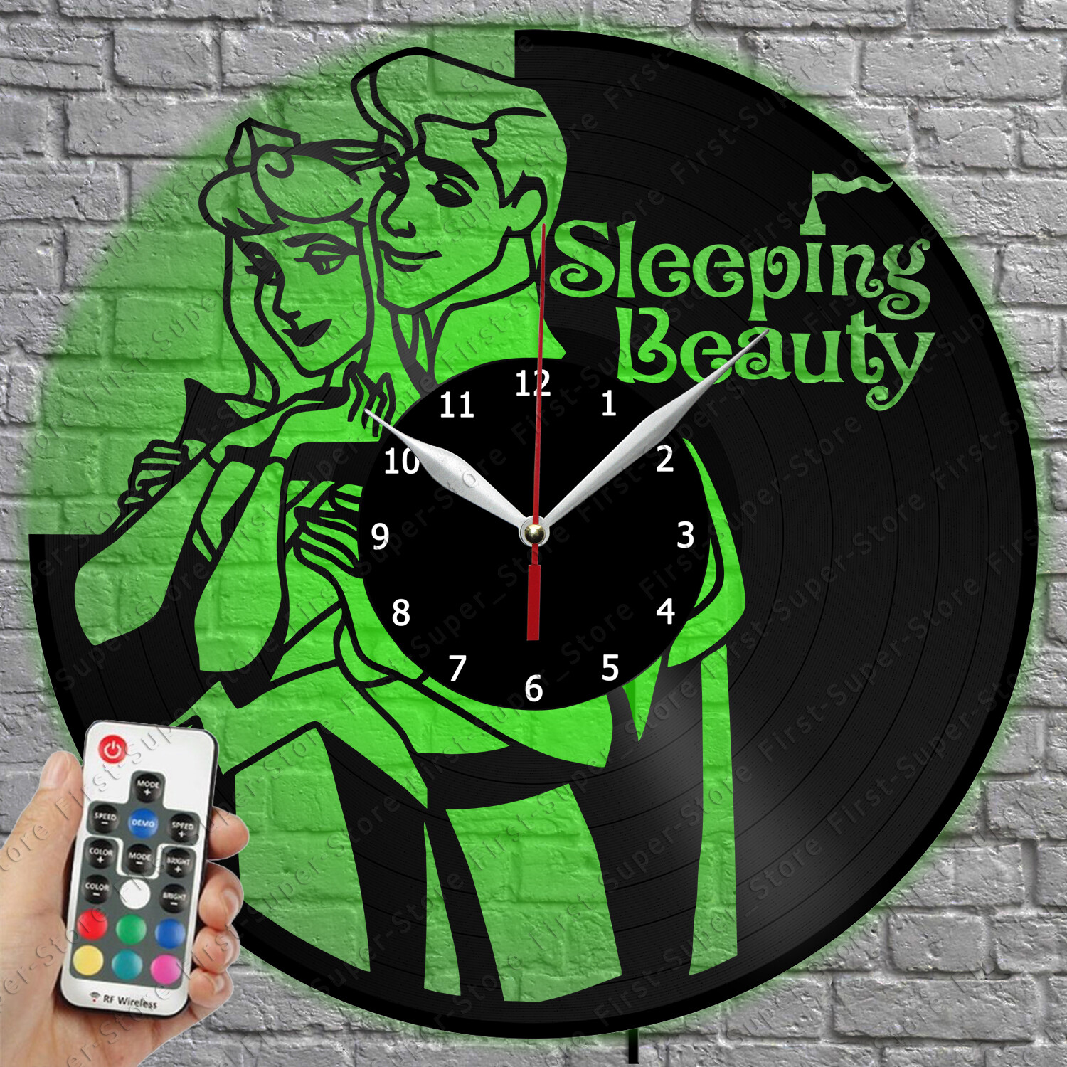 LED Clock Sleeping Beauty Vinyl Record Wall Clock Led Light Wall Clock 1310