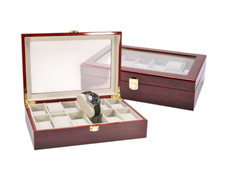 Custodia Porta Orologi 12 Posti Marmotta cassetta orologi Legno lucido Finestra