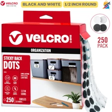 VELCRO Adhesive Dots 250 Sets 1/2" Round Black White Sticky Circles Classroom