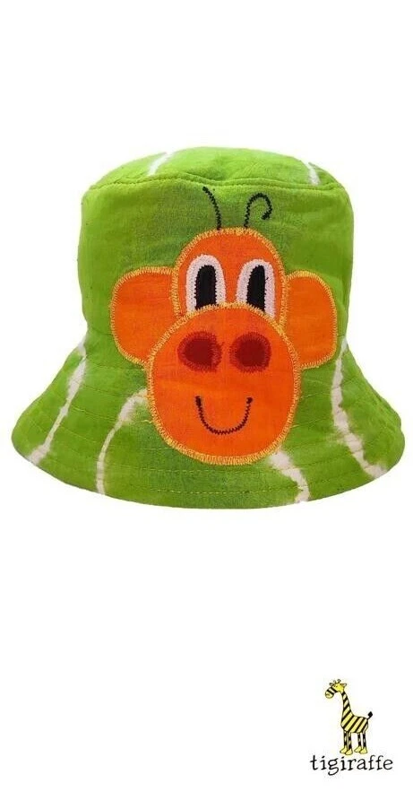 Toddler Summer Hat With monkey design. (Size 7 - 8 years old). Tie dye
