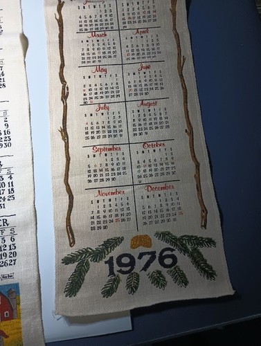 Vintage 70er Jahre Vogel Leinen/Stoff Kalender Konvolut (4) RAR ALLE VERSCHIEDEN - Bild 10 von 10