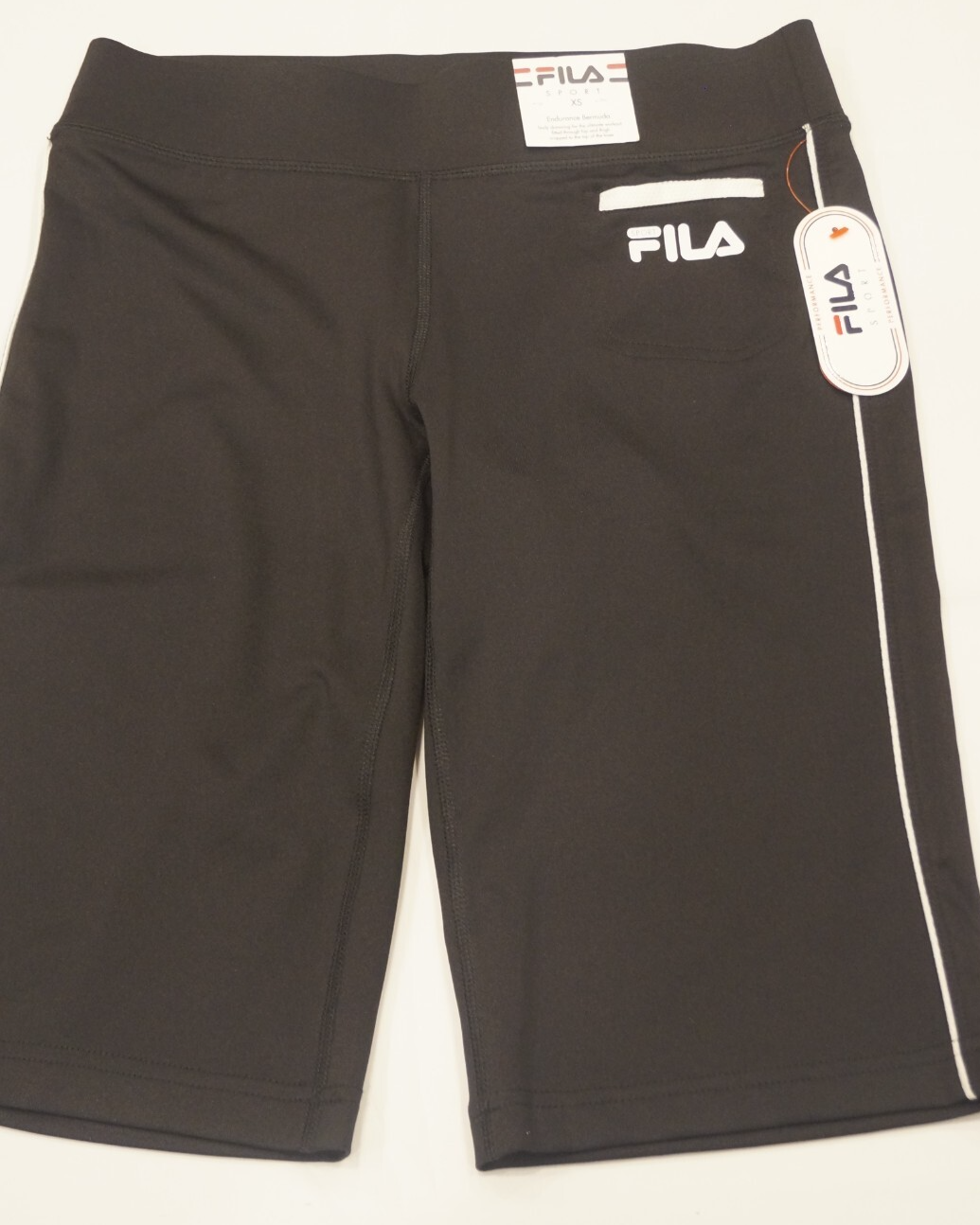 Bermuda donna Fila XS nero sport endurance pantaloncini elasticizzati aderente body skimming