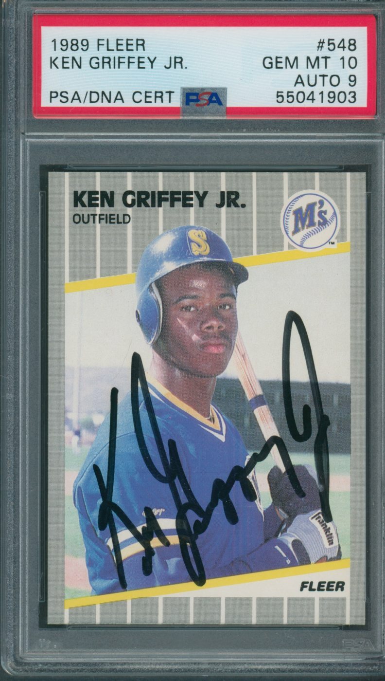 1989 Fleer #548 Ken Griffey Jr. PSA/DNA Cert. Auth. Signed Card 10 Auto 9 *1903