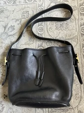 Vintage COACH LULA LEGACY Black Leather Drawstring Cinch Bucket Purse Handbag