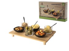 Antipastiera set aperitivo 10 PZ ciotole in ceramica bicchieri vetro cucchiaini