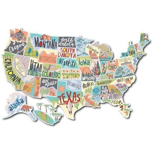 RV State Sticker Travel Map of the United States | 50 States Stickers of US | Vi - Picture 1 of 6