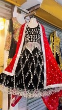 Stylish Beautiful Afghan Traditional wedding Handmade velvet Dress/Frock
