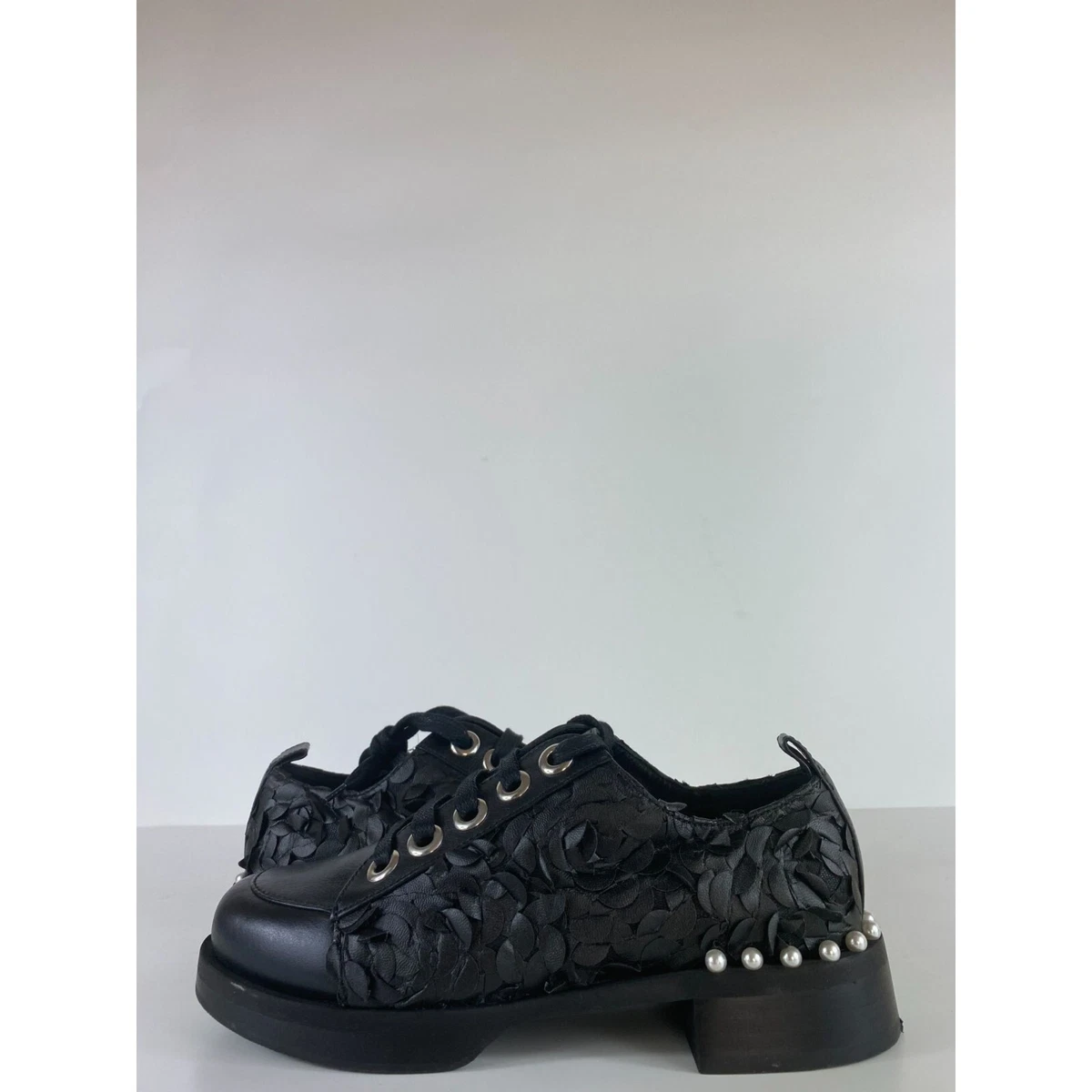 Greymer College Campari Leather Combat Shoes Black Women s Size 36eu 5.5us A53