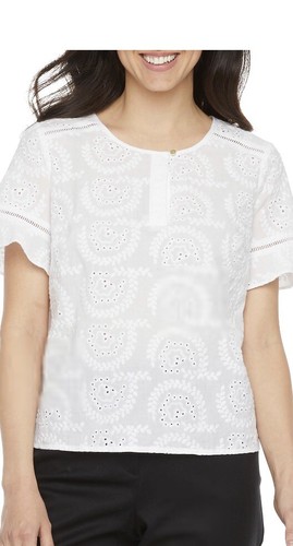 liz claiborne womens crew neck short sleeve blouse