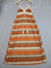 Davi & Dani Dress Womens L Orange Chevron Whimsy Boho Bohemian Style Hippie