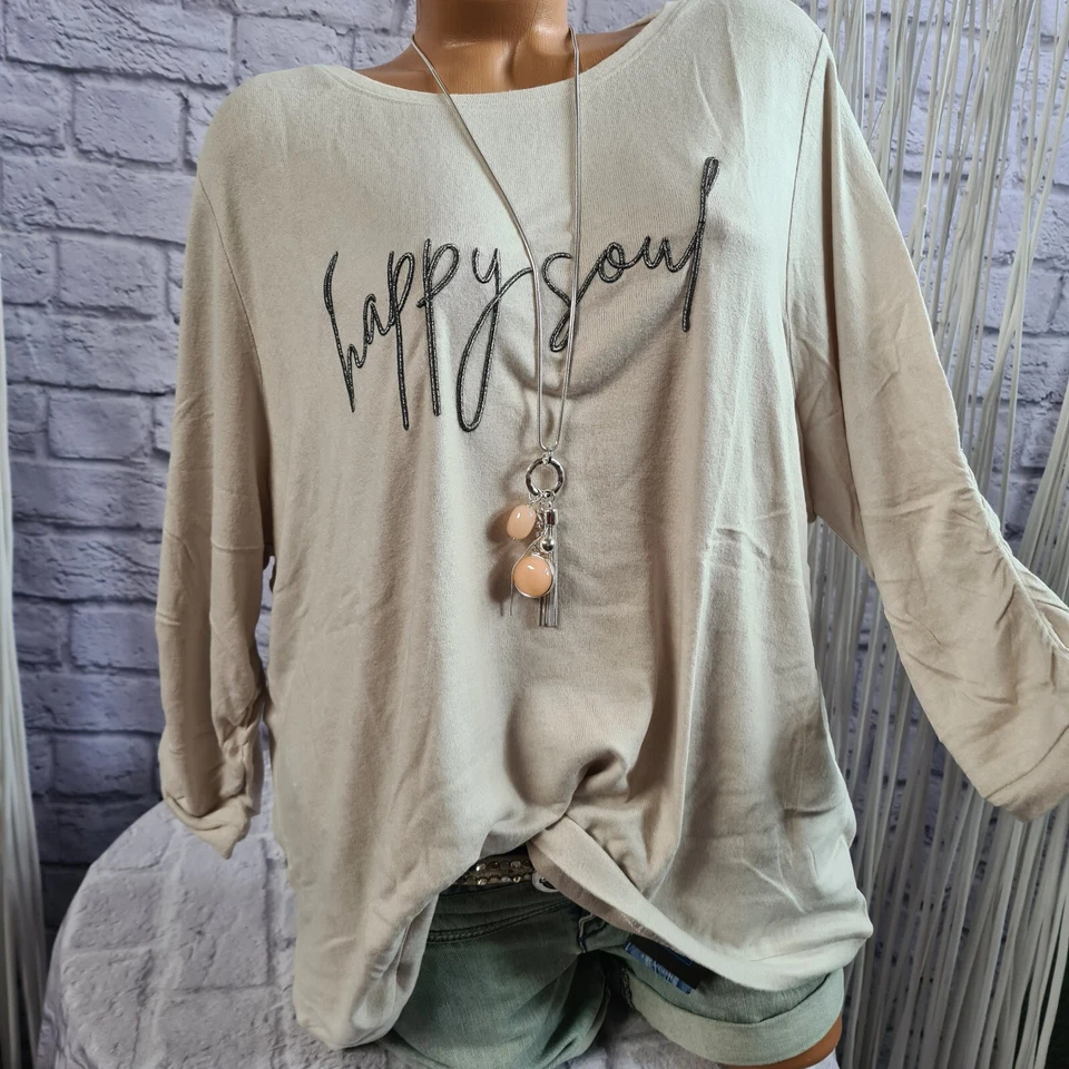 Bluse Shirt Tunika Tom Tailor grau Aufdruck 3/4 Ärmel Damen (0 887) NEU - Bild 3 von 4