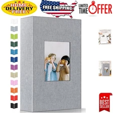 Beautiful Linen Cover Photo Album for 4x6 Photos - 300 Pockets, Vertical Display