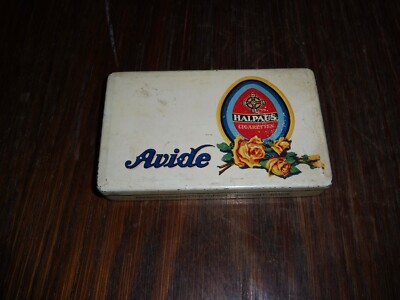 old tin / cigarette box Avide Halpaus cigarettes Wroclaw Cologne 12x7.5x2cm