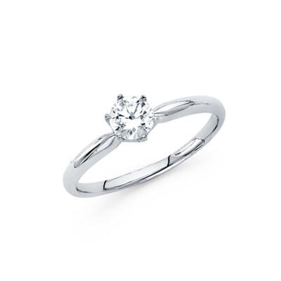 GOLD - 14K White Gold Cubic Zirconia Engagement Ring | eBay