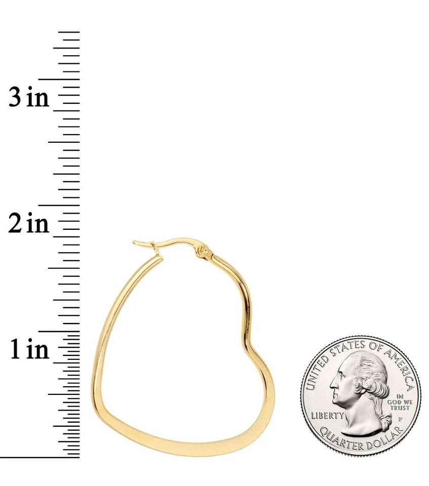 Pendientes de aro de corazón de acero inoxidable PVD tono dorado de 40 mm Foto 3 de 3