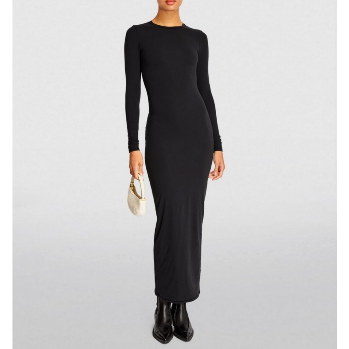 SKIMS Fits Everybody Long Sleeve Crewneck Open Back Dress XL | eBay