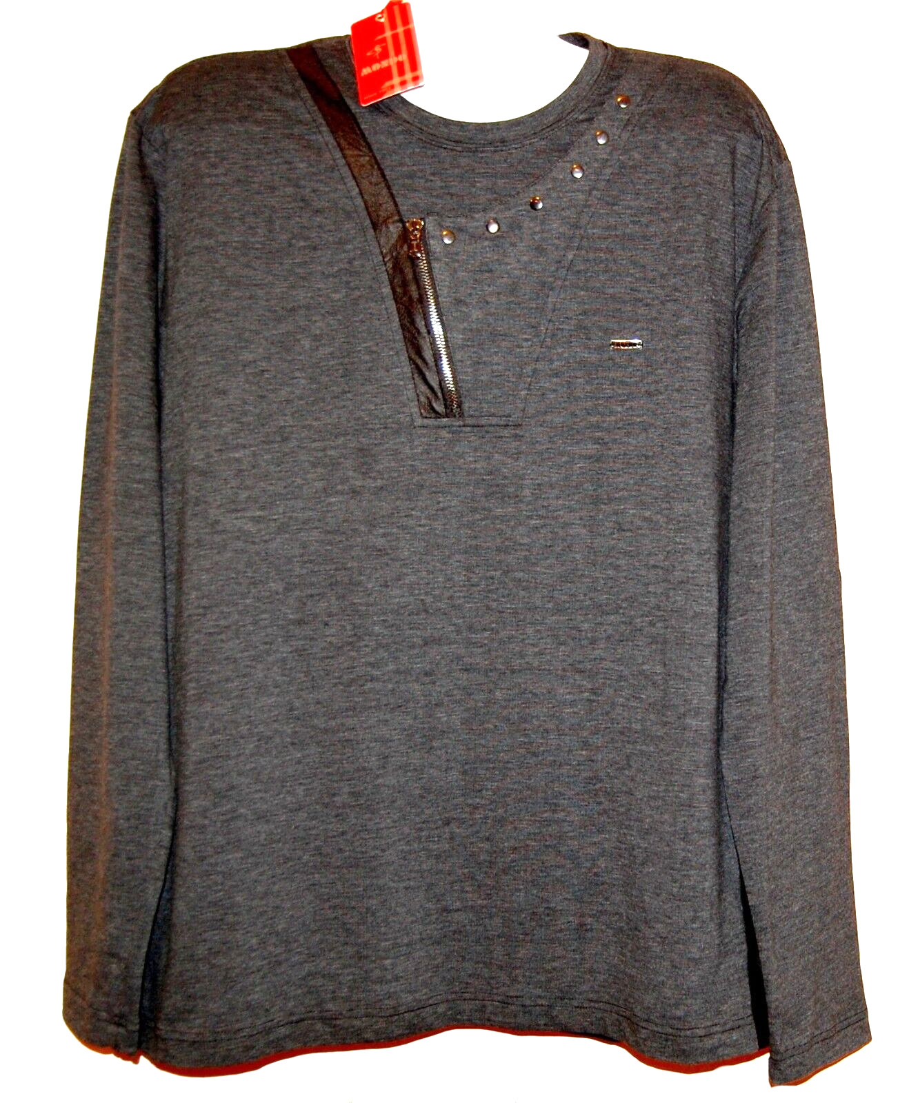 Рубашка-свитер Mondo с серой кожаной отделкой, Размер 3XL