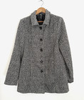 <!--F#f_0-->ED-IT-ED Sz 16 Black & White Herringbone Patterned Wool Blend Fully Lined Coat<!--F/-->