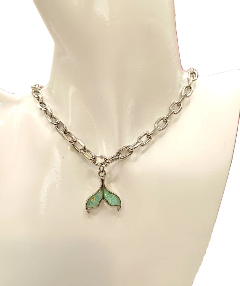 Collar cola de sirena | Acero inoxidable quirúrgico grado 316L | Platino Foto 3 de 4