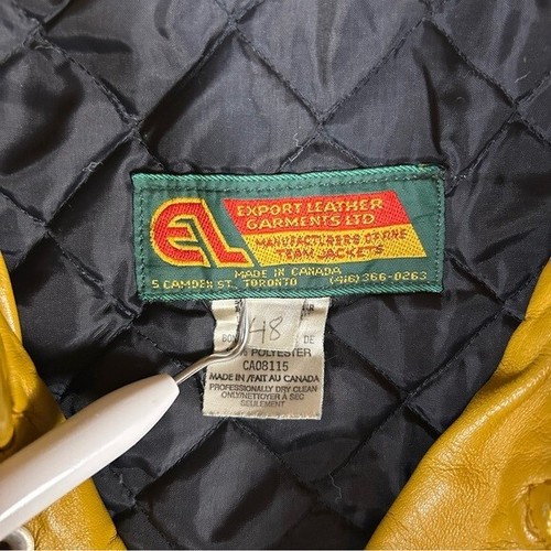 Vintage 1992 Men's Leather Varsity Jacket Waterloo Engineering Gold Size 48 XL - Picture 5 of 11
