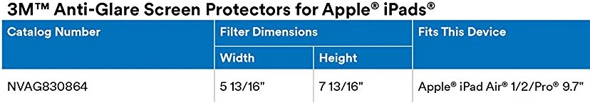 3M Anti-Glare Screen Protector for Apple iPad Air 1 2 Pro 9.7" Tablet NVAG830864 - Image 2 of 4