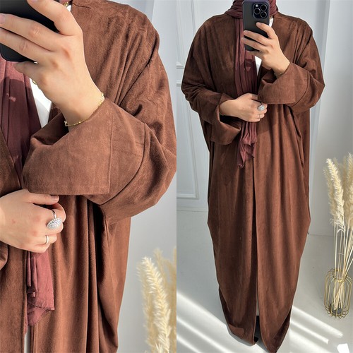 Muslim Abaya Kaftan Open Dress Women Saudi Arab Dubai Cardigan Kimono Loose Robe - Imagen 34 de 215