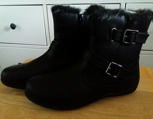 Yours Black Biker Style Ankle Boots 