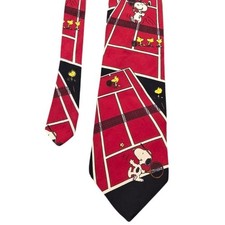 Vintage Peanuts Snoopy Woodstock Tie World Famous Tennis Player Neck Tie Cartoon