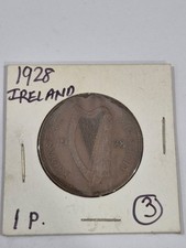 1928 1 Penny Ireland Eire Irish Harp Coin D7