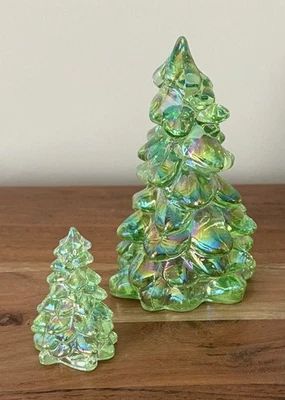 Mosser Glass Christmas Holiday Tree Set - 2 sizes - APPLE GREEN CARNIVAL