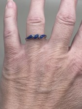 Vintage Sterling Silver 925 Lapis Lazuli 8.25 Women s Delicate Ring 1.57g