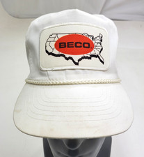 Vintage BECO Patch Trucker Hat Strapback White Otto Distressed