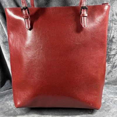 Kattee Vintage Genuine Leather Tote Shoulder Handbag for Woman Red