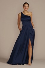 Galina Signature Sapphire One-Shoulder Gown - Size 8 NWT