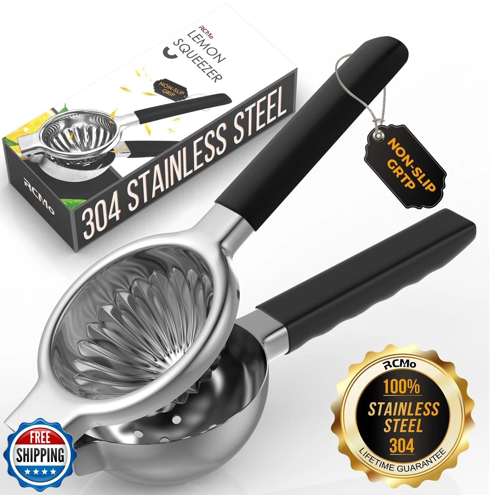 RCMo Stainless Steel Lemon Squeezer - Metal Citrus Juicer - Lime