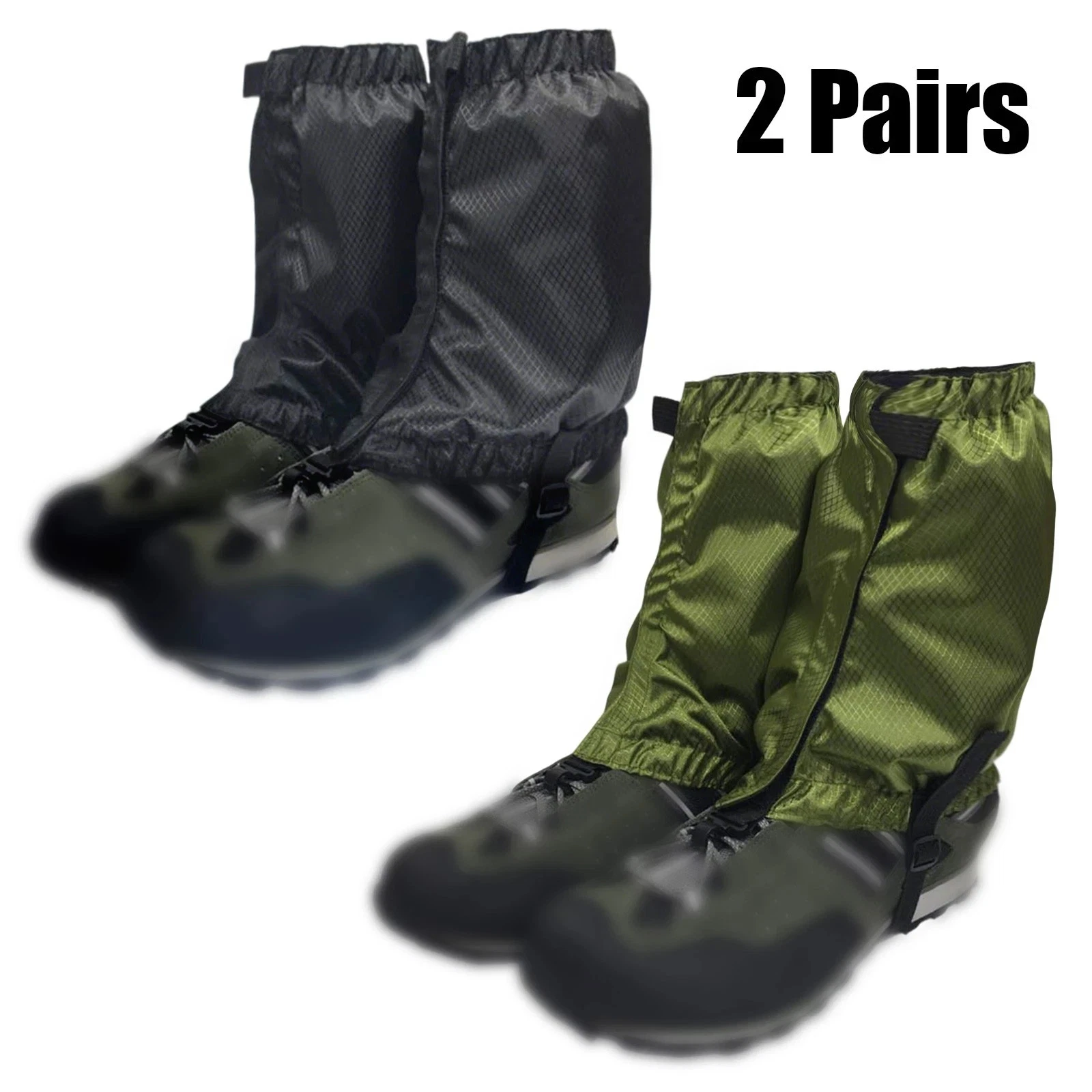 2Pairs Waterproof Hiking Shoe Covers Adjustable Straps Sandproof Anti-Mud Gaiter